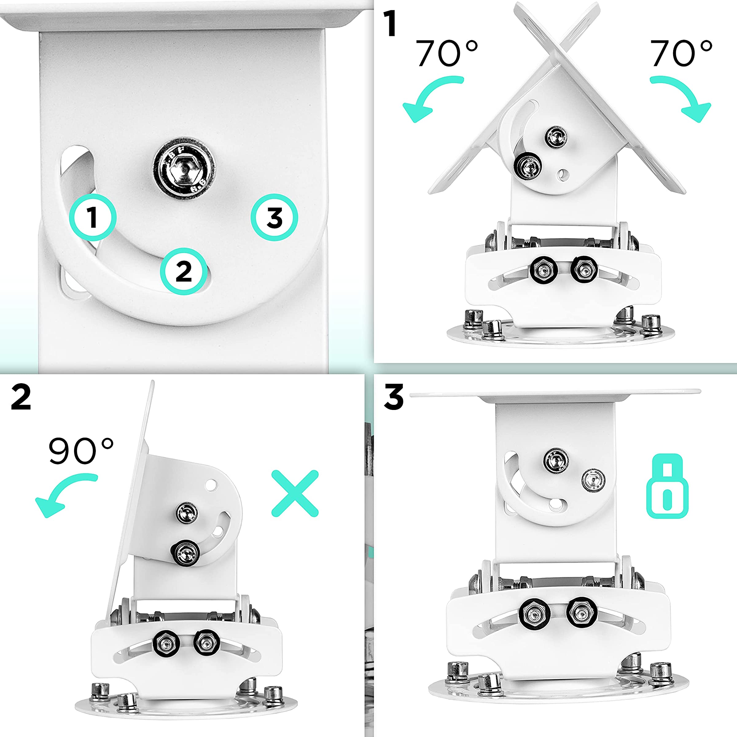 Duronic PB05XB Beamer Halterung | Projektor Halterung | Universal Wandhalterung | Halterung für Video-Projektor | drehbar und schwenkbar | Heimkino | Traglast bis zu 13,6 kg | 360° Rotation