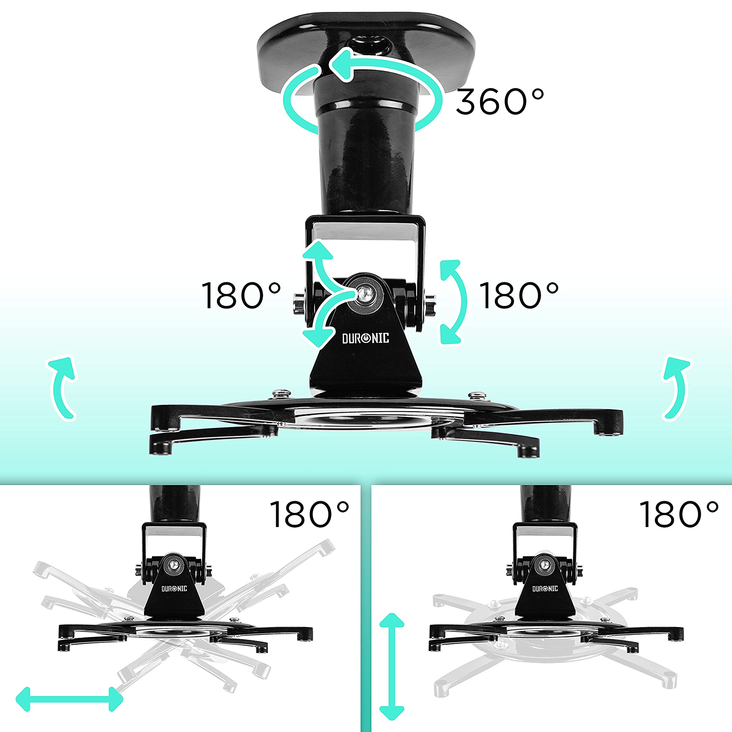 PB01XB Deckenhalterung für Beamer, Beamer Halterung mit 10 kg Traglast, Beamerhalterung für Projektor, Universal Projektorhalterung unter der Decke