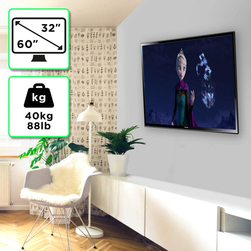 Duronic TVB123M Universal TV Wandhalterung - Belastbarkeit bis 40 kg - Fernseher 32 bis 60 Zoll - VESA 100x100 bis 600x400 - Neigbar - LED, OLED, QLED, LCD, Plasma, Curved, Flachbildschirm