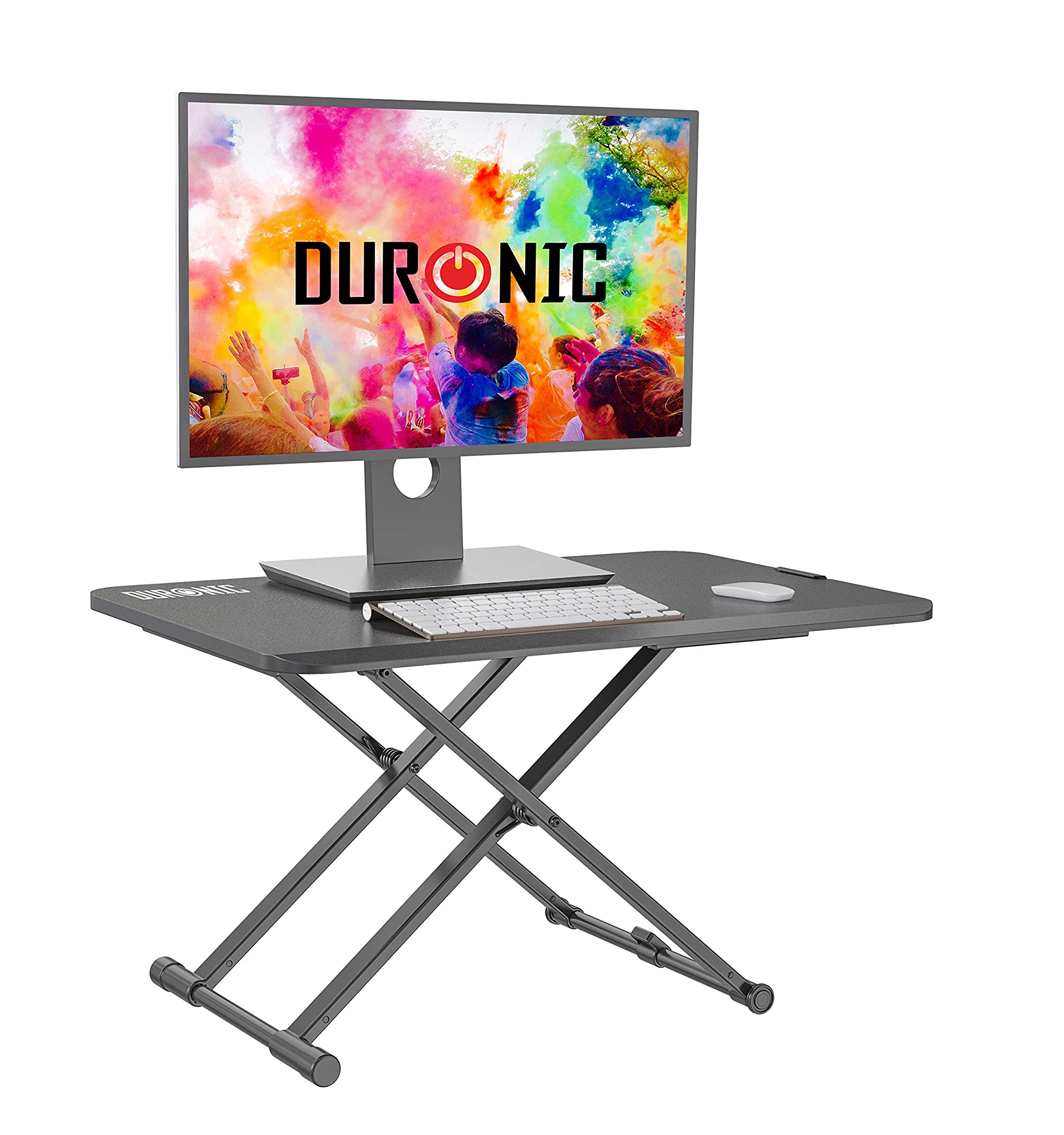 Duronic DM05D24 Schreibtischaufsatz | Workstation 74 x 47 cm | Computertisch höhenverstellbar 5 bis 40 cm | Stehpult für PC und Laptop | Sitz-Steh Schreibtisch bis 10 kg | Steharbeitsplatz HomeOffice