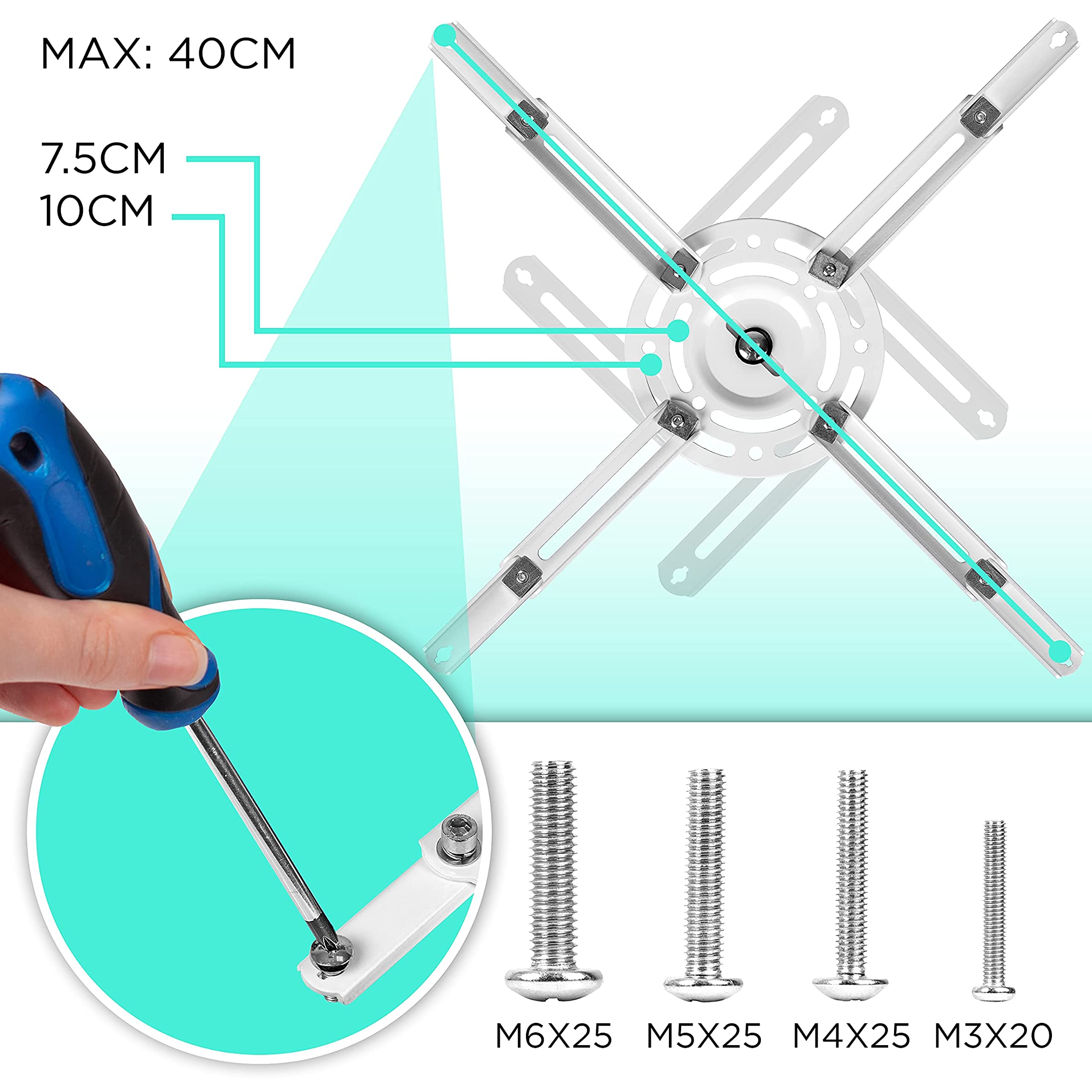 Duronic PB05XB Beamer Halterung | Projektor Halterung | Universal Wandhalterung | Halterung für Video-Projektor | drehbar und schwenkbar | Heimkino | Traglast bis zu 13,6 kg | 360° Rotation