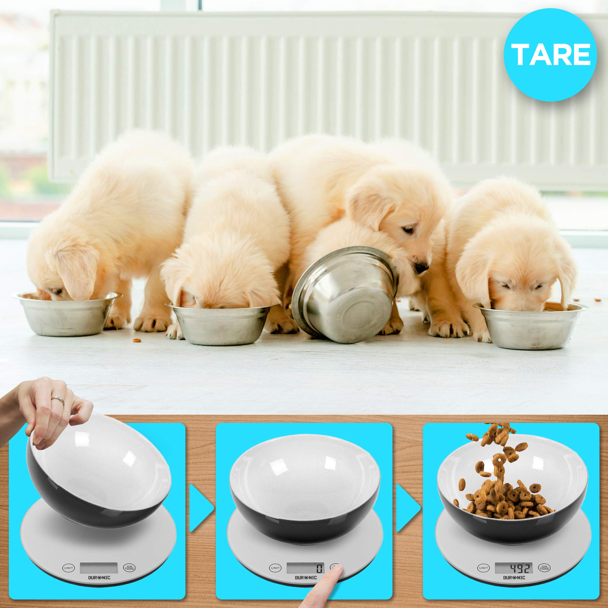 Duronic KS1055 Küchenwaage | 5 kg Digitalwaage rund | 1 g grammgenau Präzision-Feinwaage | Haushaltswaage mit Tara-Funktion | Digitale Waage mit Hold-Funktion | Lebensmittelwaage zum Backen und Kochen