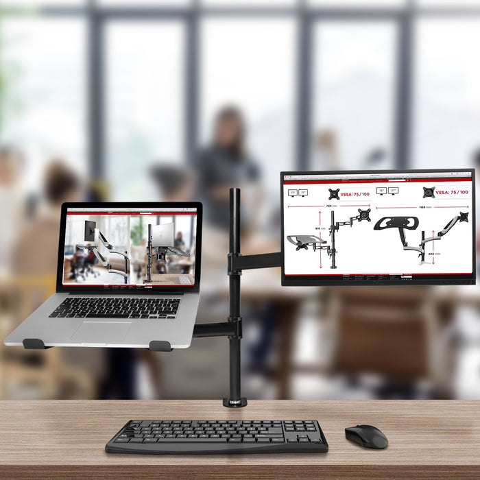 Duronic DM25L1X1 Monitorhalterung | Tischhalterung | Plattform für PC und Laptop | Monitorarm in Jede Richtung einstellbar | 13-27 Zoll | Universell kompatibel mit VESA 75 * 100-Bildschirmen