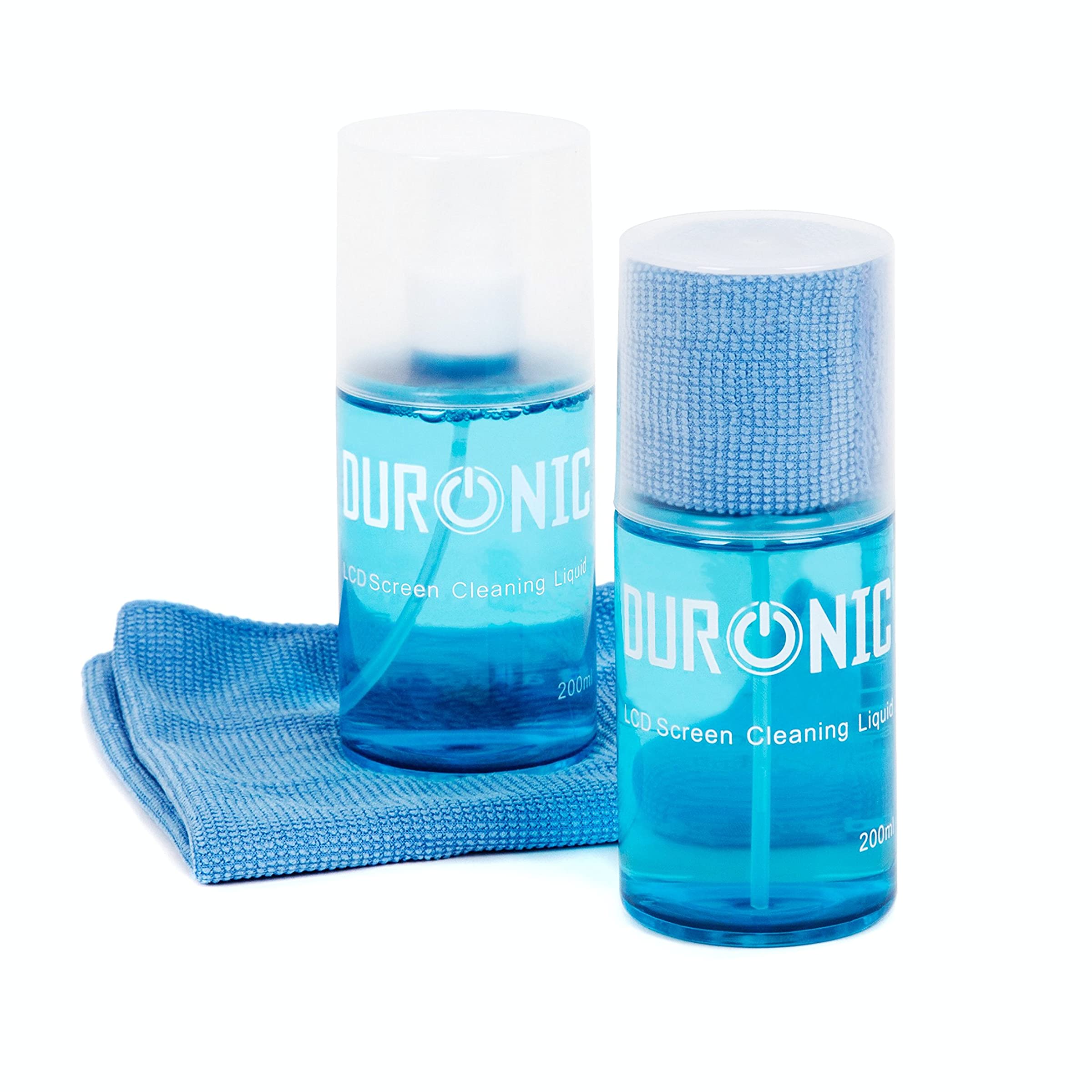 Duronic SCK102 Duo Bildschirmreiniger mit Mikrofasertuch | 2 x 200 ml Displayreiniger für Monitore, Smartphones und Tablets | Screen Cleaner für LCD und OLED | Auch als Glasreiniger geeignet