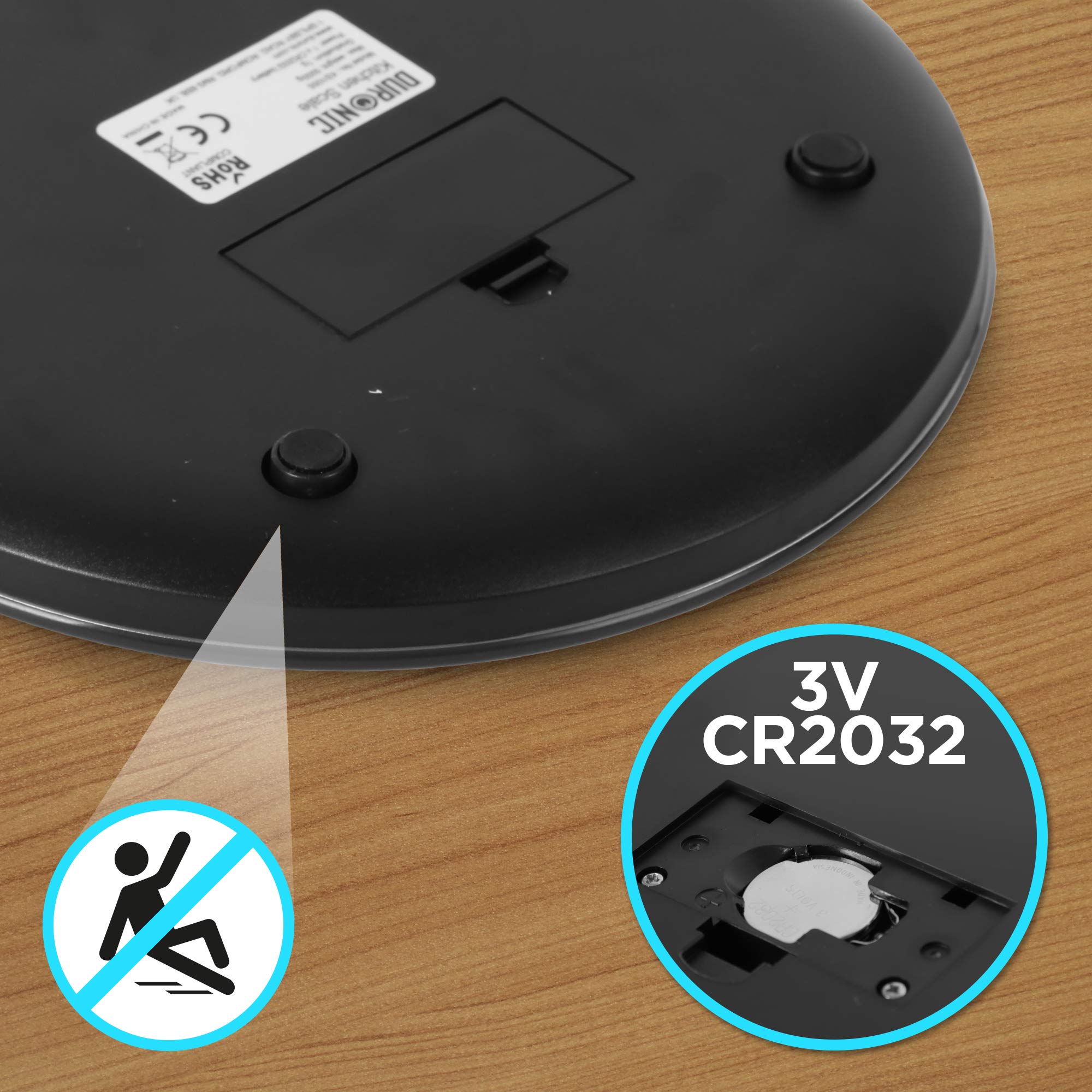 Duronic KS1055 Küchenwaage | 5 kg Digitalwaage rund | 1 g grammgenau Präzision-Feinwaage | Haushaltswaage mit Tara-Funktion | Digitale Waage mit Hold-Funktion | Lebensmittelwaage zum Backen und Kochen