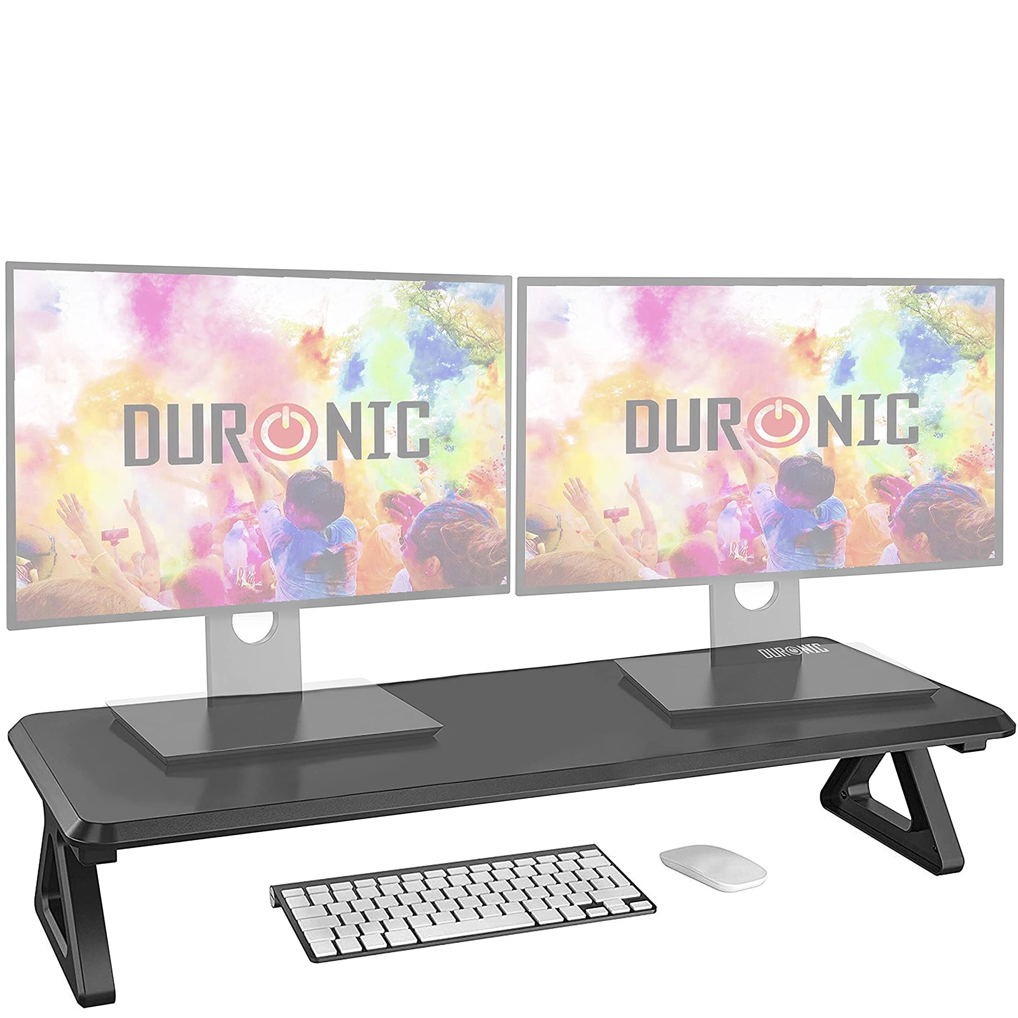 Duronic DM06-2 BK Monitorständer, 82 x 30 cm Fläche, Bis 10kg, 16cm Höhe, Ergonomischer Bildschirmständer Schreibtisch, Schreibtischaufsatz Monitor und Laptop, Bildschirmerhöhung LCD LED OLED TV