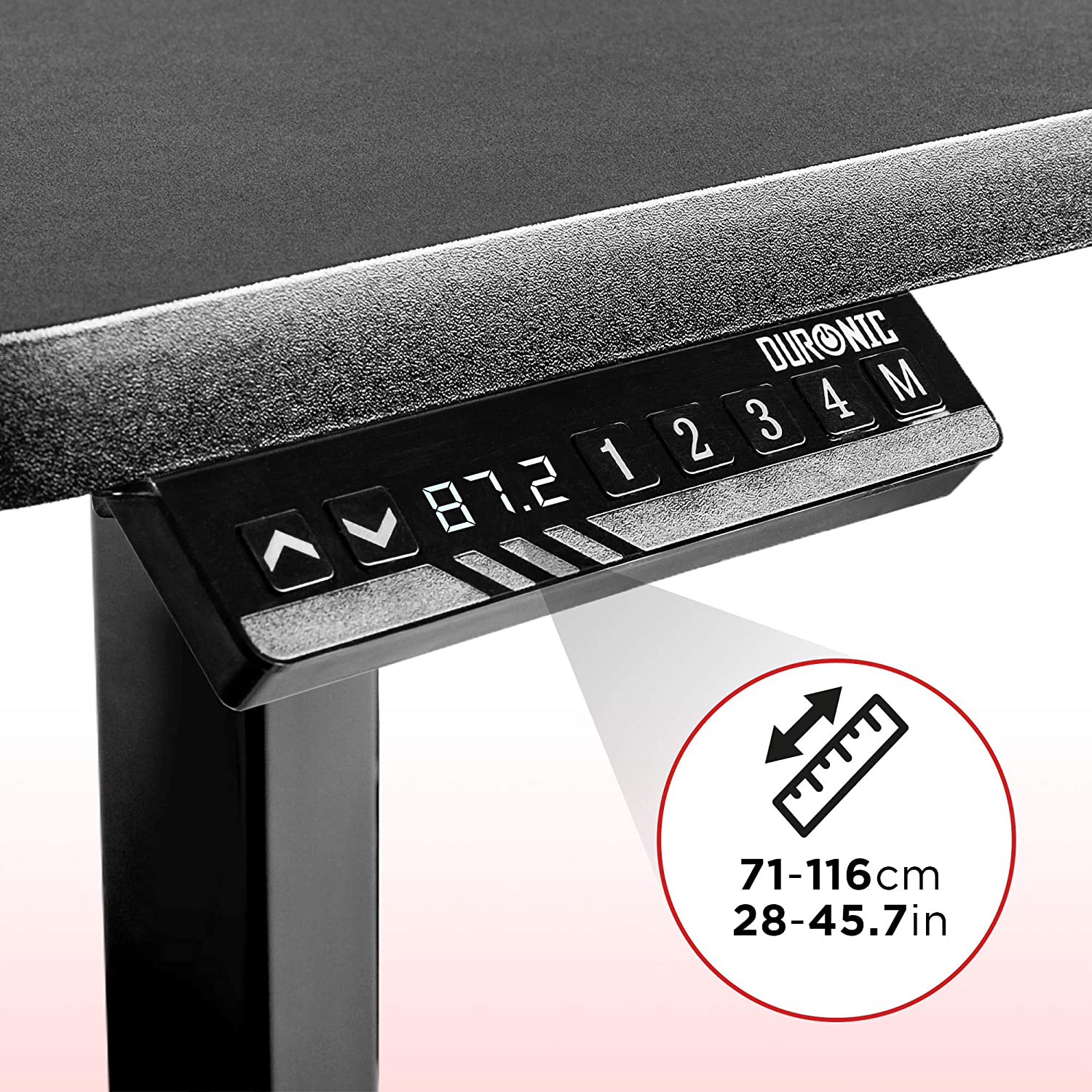 Duronic TM22 BK Schreibtisch Tischgestell | Elektrisch höhenverstellbar bis 116 cm | Gestell für Tischplatten bis 180 cm | Tischbein stufenlos 2 Motoren | 4 Memory Slots | Computertisch Home Office