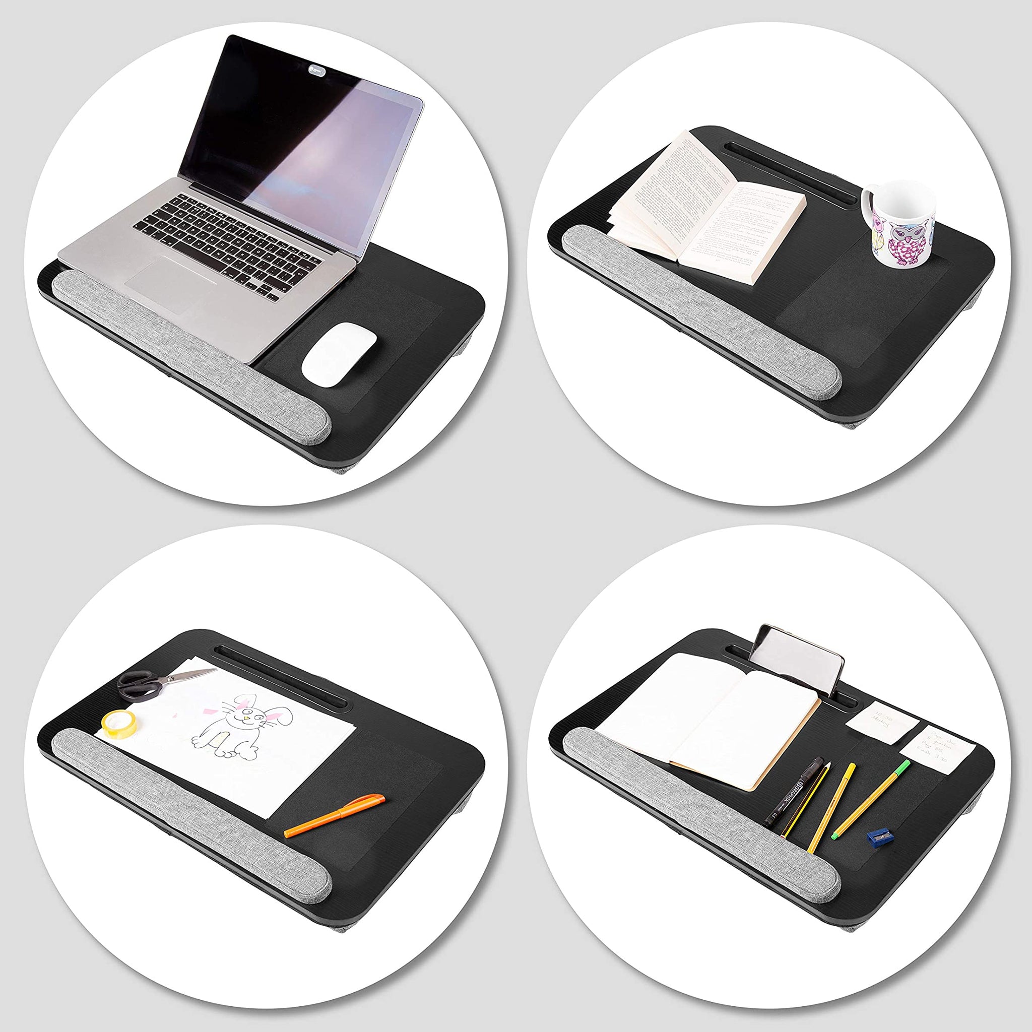 Duronic DML433 Laptopständer mit Handgelenkpolster | Ergonomischer Laptop Tisch mit Kissen | Laptop Halterung mit Schaumstoffkissenstütze |Große Plattform mit integriertem Griff