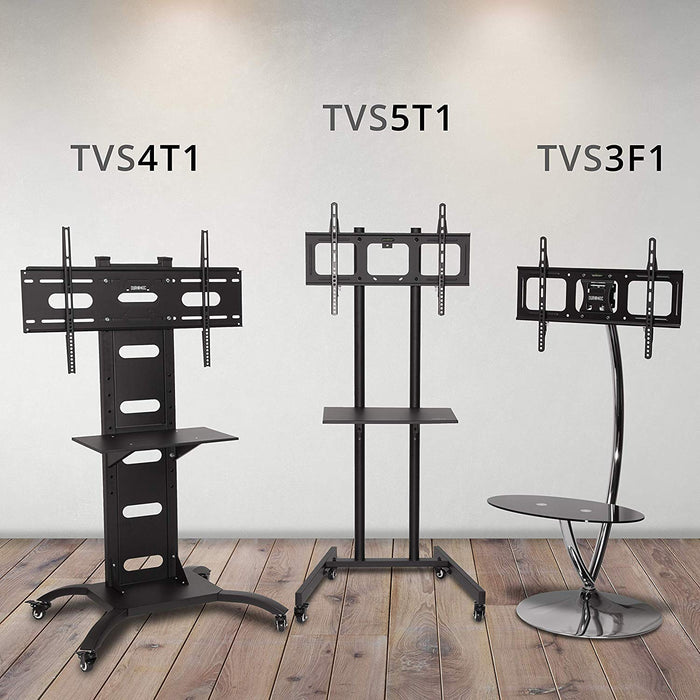 Duronic TVS4T1 mobiler Fernseh-Standfuß mit Regal - TV-Ständer für 37  70 LCD, Plasma, 3D, 4K Bildschirme