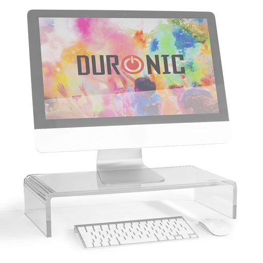 Duronic DM053 Monitorständer | 50 x 20 cm Acrylglasplatte | Bis 30 kg | Ergonomischer Bildschirmständer Schreibtisch | Schreibtischaufsatz Monitor und Laptop | Bildschirmerhöhung LCD LED OLED TV