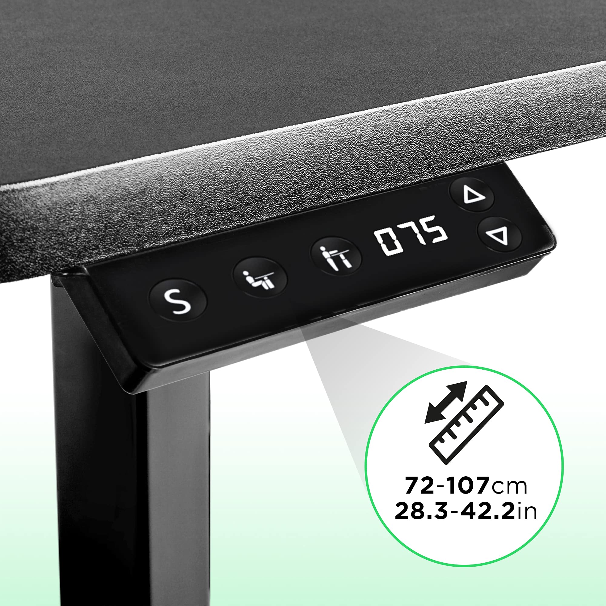 Duronic TM12 BK Schreibtisch Tischgestell | Elektrisch höhenverstellbar bis 120 cm | Gestell für Tischplatten bis 140 cm | Tischbein stufenlos mit 1 Motor | 2 Memory Slots | Computertisch Home Office