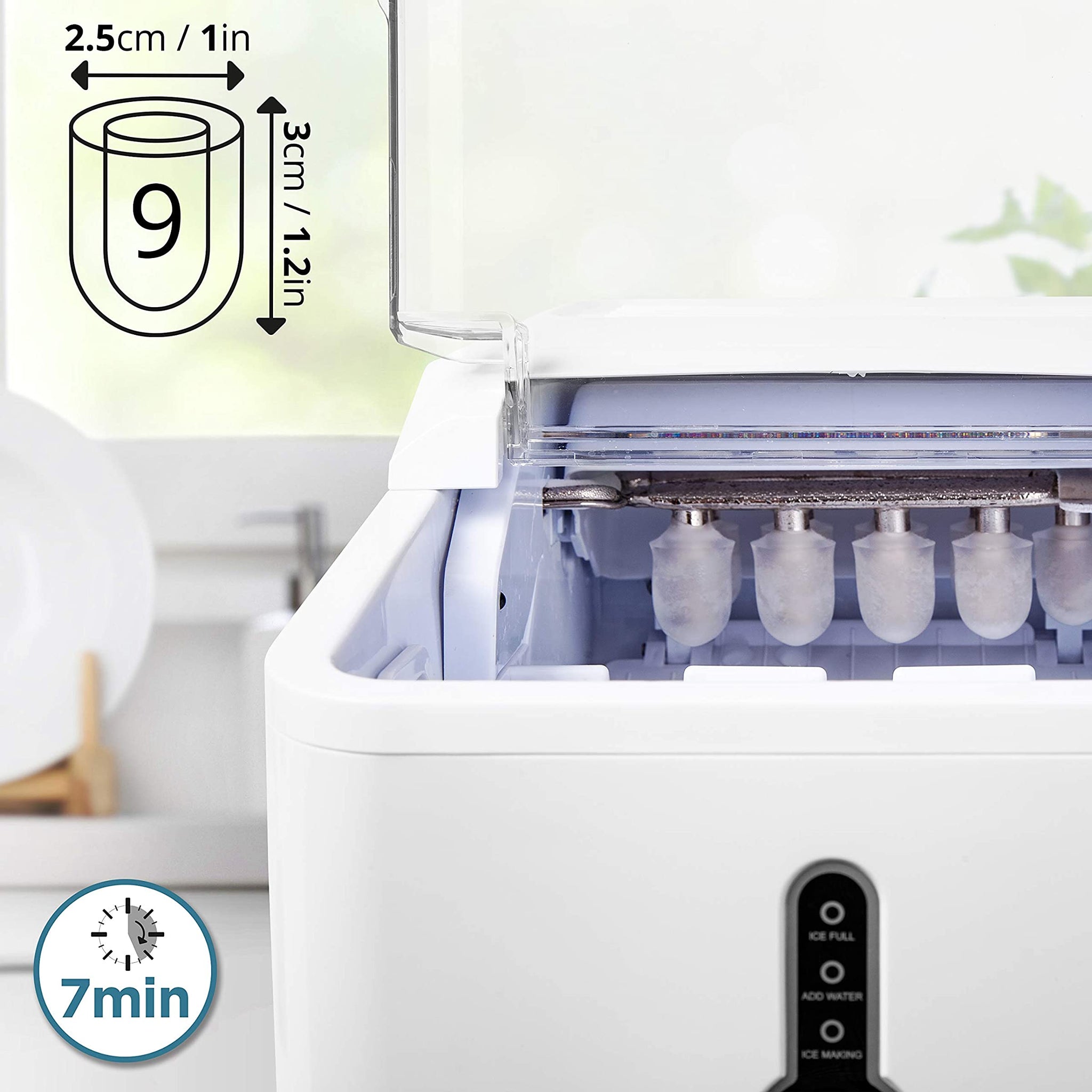 Duronic ICM120 Automatische Eiswürfelmaschine | 9 Eiswürfel in 7-9 min | 1,5 L Wassertank | Bis zu 12 kg pro 24 Stunden | 600 g Kapazität | Eismaschine 120W | Eiswürfelbereiter