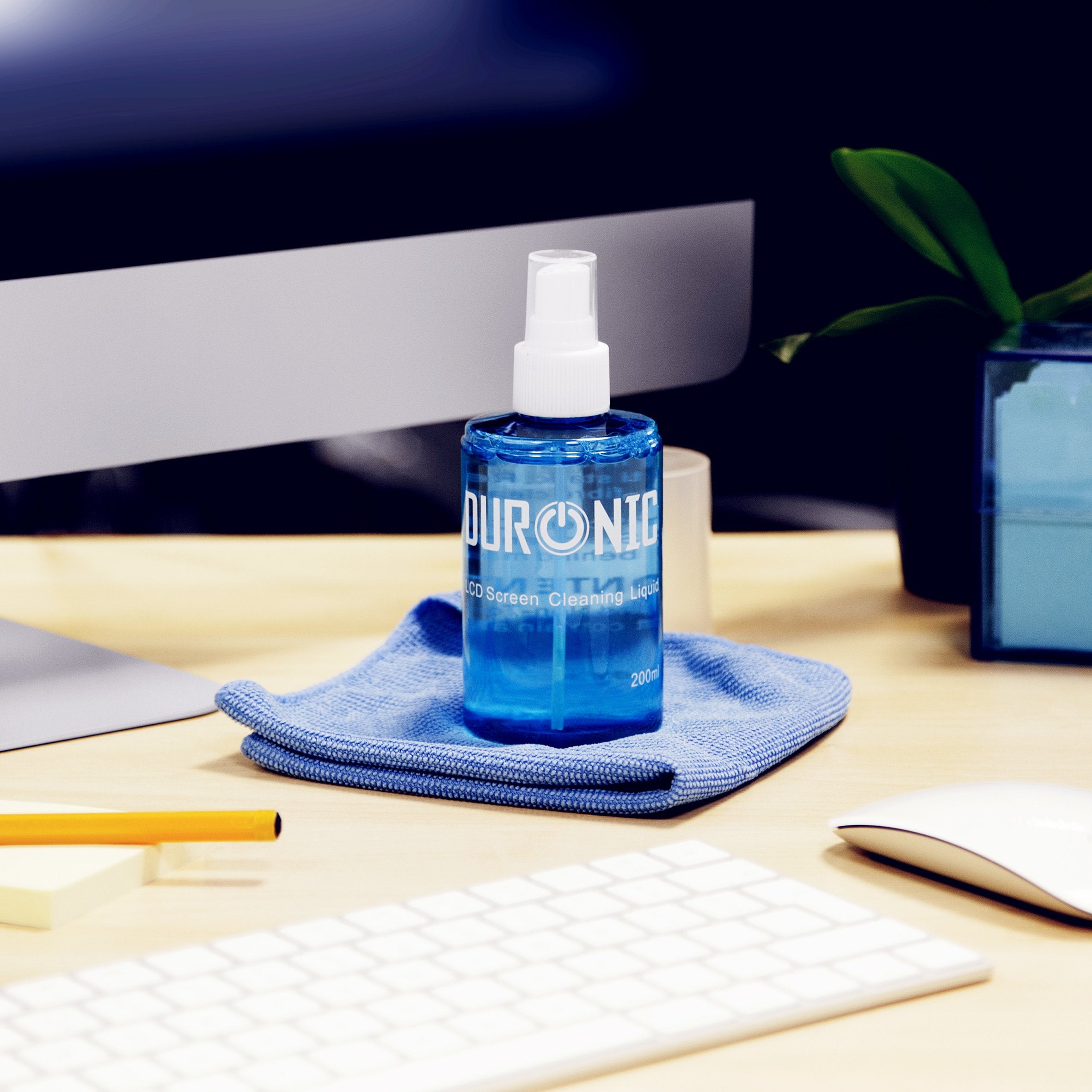 Duronic SCK102 Duo Bildschirmreiniger mit Mikrofasertuch | 2 x 200 ml Displayreiniger für Monitore, Smartphones und Tablets | Screen Cleaner für LCD und OLED | Auch als Glasreiniger geeignet