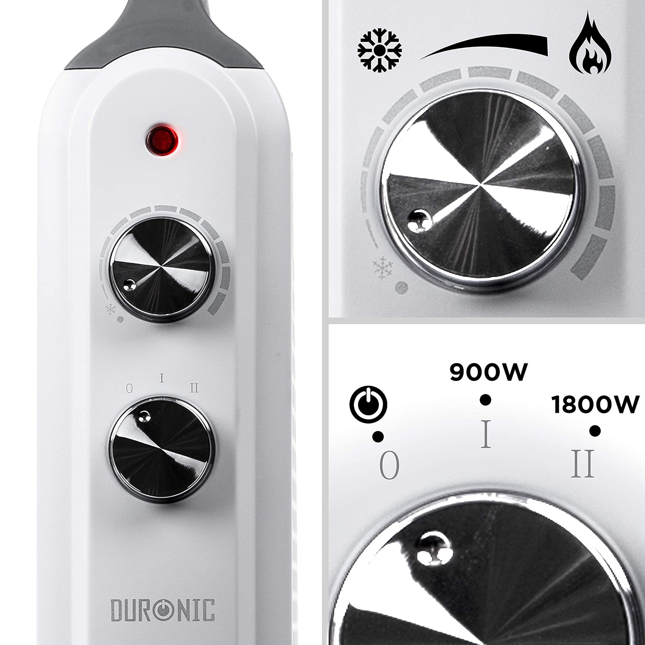 Duronic HV180 Elektroheizung, Konvektor Heizkörper mit 2000W, flaches Heizgerät mit Tragegriff, kleine energiesparende Elektro-Heizung mit 2 Stufen