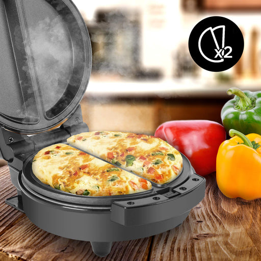 Duronic OM60 Omelette maker | Omlette Grill 600W | Antihaft-Kochplatte | Automatische Temperaturregelung | Für Omlettes, Calzone, Tortilla, Apfel- oder Maultaschen oder kleine Kuchen
