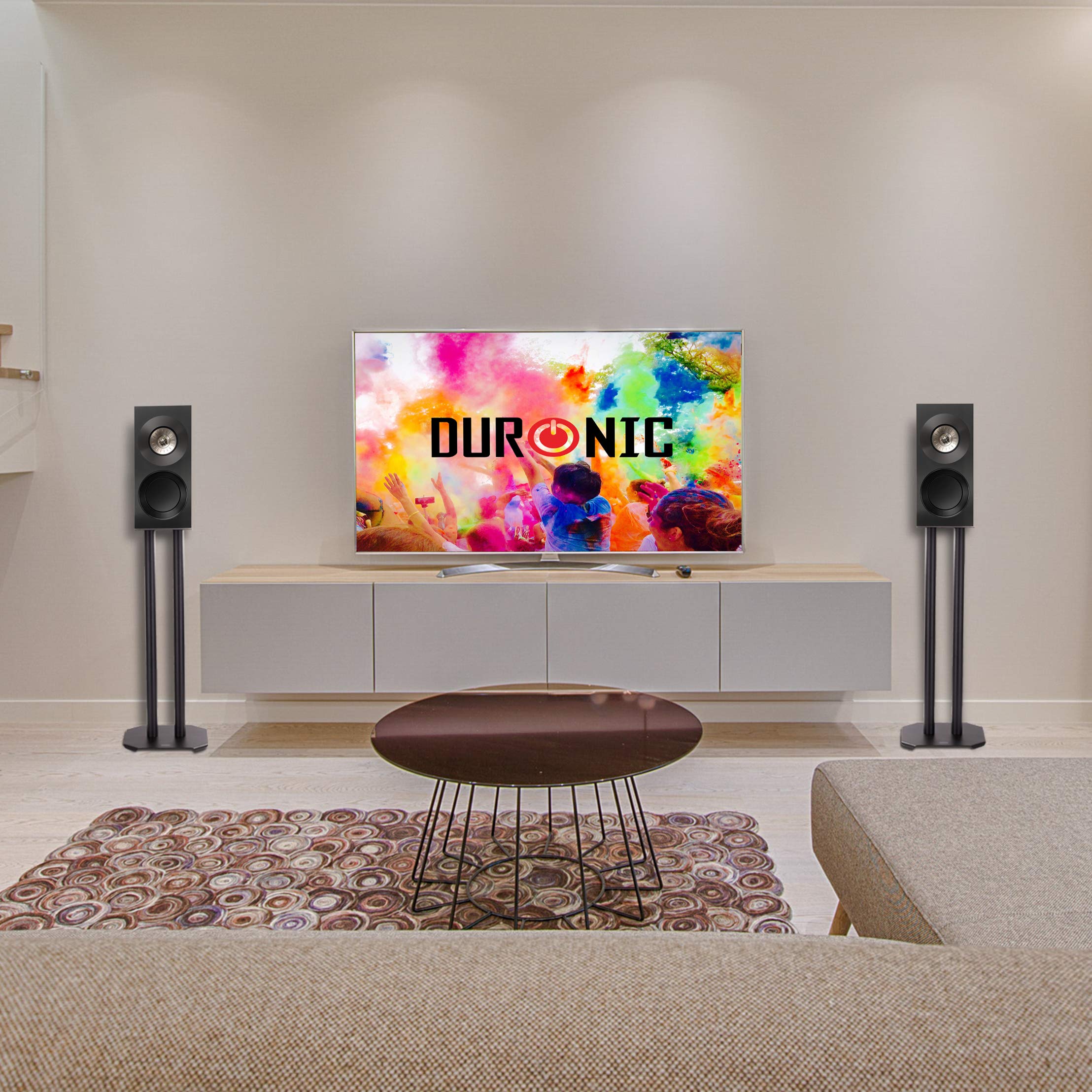 Duronic SPS1022 60 Lautsprecherständer | 60 cm hoher Ständer für Lautsprecher und Boxen bis 5 kg | 2er-Set Universal Boxenständer aus Metall | HiFi Monitor Stative | Heimkino Surround Sound