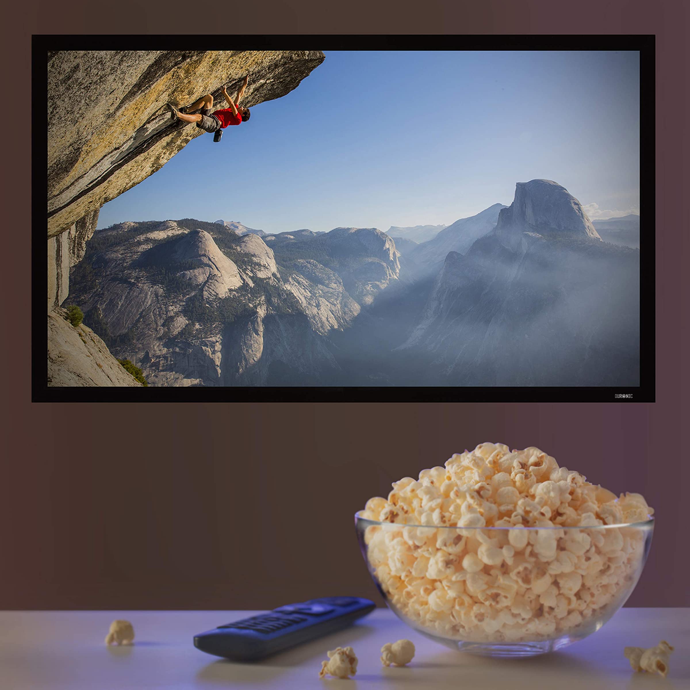 Duronic FFPS133 Leinwand | 16:9 Beamer Screen | 133 Zoll | 306 x 166 cm | Projektorleinwand für Wandmontage | Heimkino mit 4K Full HD 3D | Projektionsleinwand für Gaming, Büro, Präsentationen, Schule