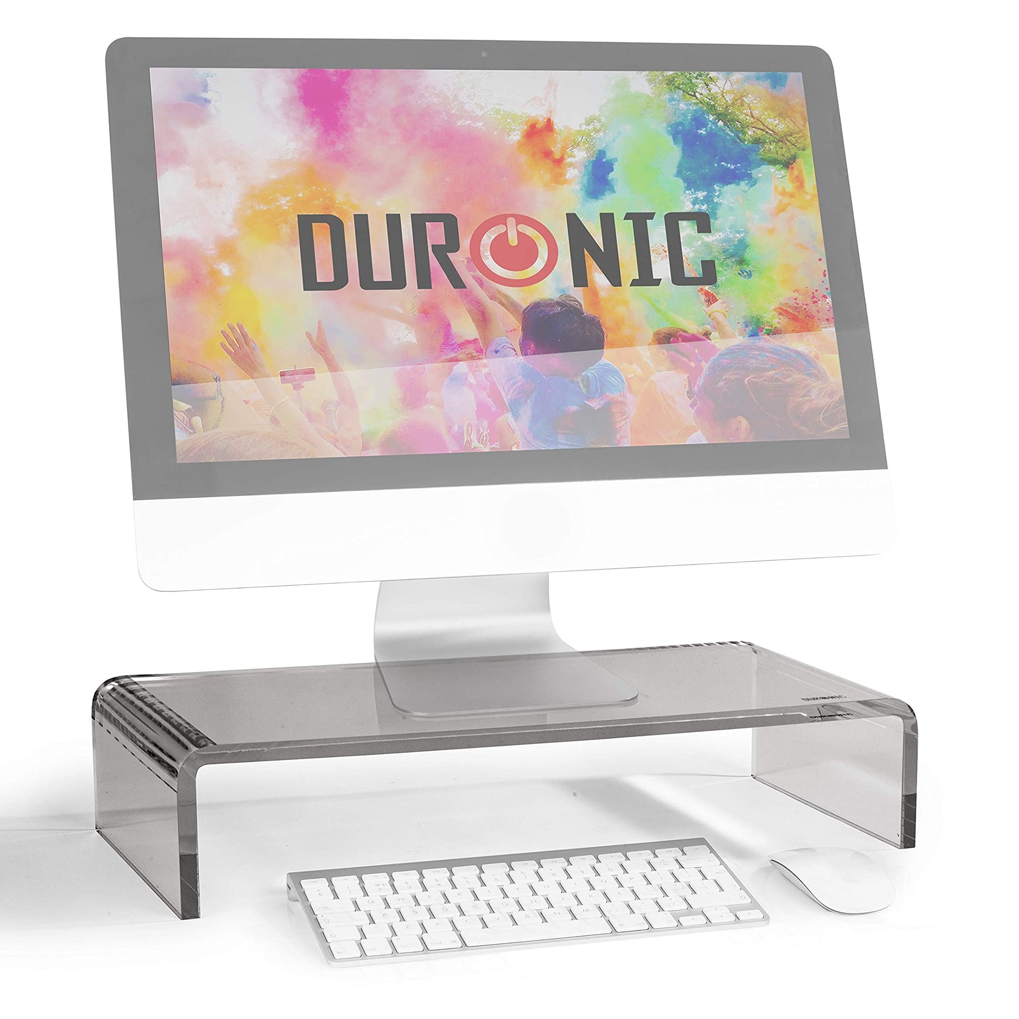 Duronic DM054 Monitorständer | 50 x 20 cm schwarze Acrylglasplatte | Bis 30 kg | Ergonomischer Bildschirmständer Schreibtisch | Schreibtischaufsatz Monitor und Laptop | Bildschirmerhöhung LCD LED TV