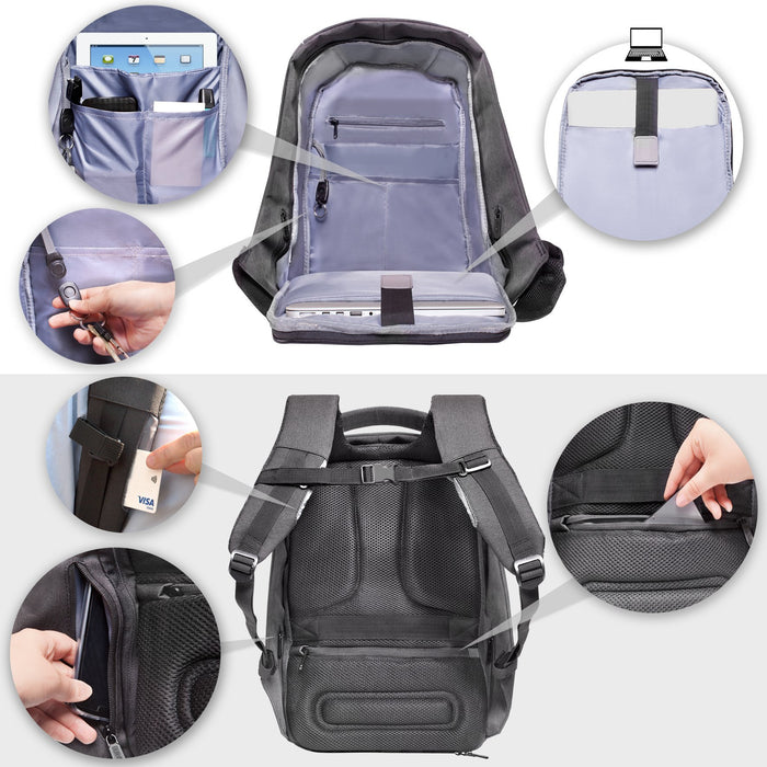 Duronic LB22 Rucksack | Diebstahlschutz | Laptop | MacBook | Business Rucksack | Reisetasche | geeignet für 13,3-15,6 | wasserabweisend | Arbeit | Uni | Schule | Reisen |Männer | Frauen
