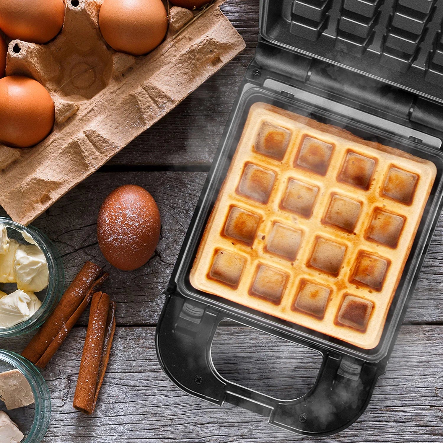 Duronic WM32 Waffeleisen | Mini 2-in-1 Waffelautomat für 1 Waffel | Sandwich Maker 650 Watt | Abnehmbare Antihaft-Kochplatten | Automatische Temperaturregelung | Für hausgemachte belgische Waffeln