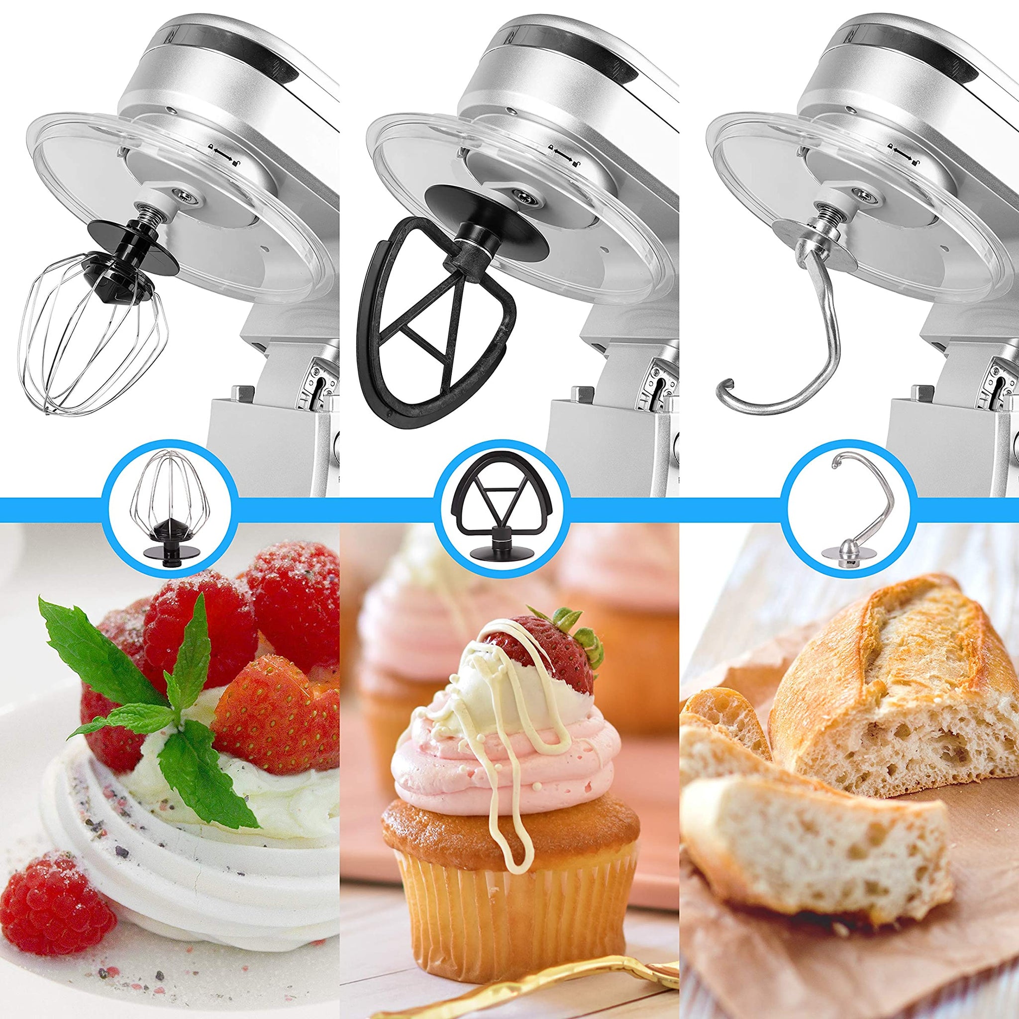 Duronic SM104 Elektrische Küchenmaschine | 1000W Knetmaschine mit Teighaken | 4 L Rührschüssel mit Spritzschutz | 6 Geschwindigkeiten und Pulsfunktion | Rührmaschine mit Schneebesen und Rührbesen