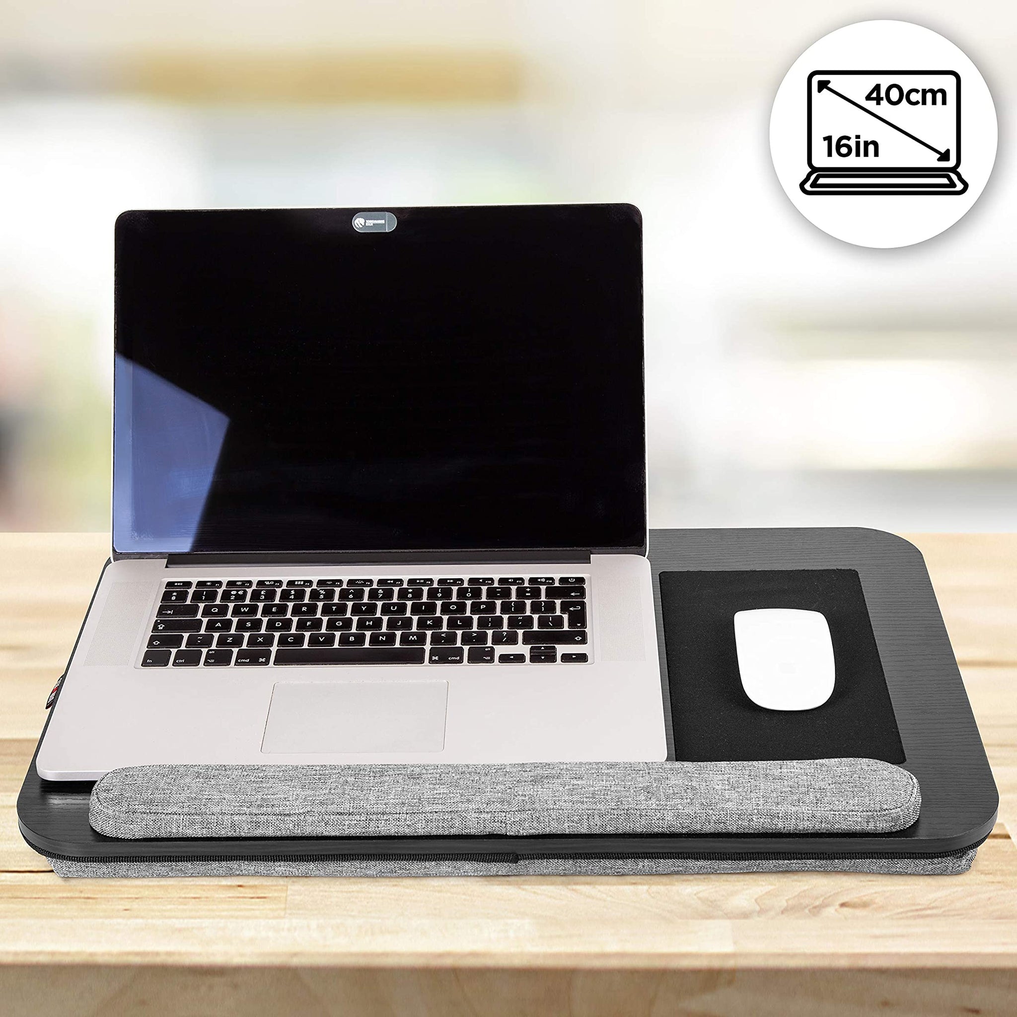 Duronic DML433 Laptopständer mit Handgelenkpolster | Ergonomischer Laptop Tisch mit Kissen | Laptop Halterung mit Schaumstoffkissenstütze |Große Plattform mit integriertem Griff