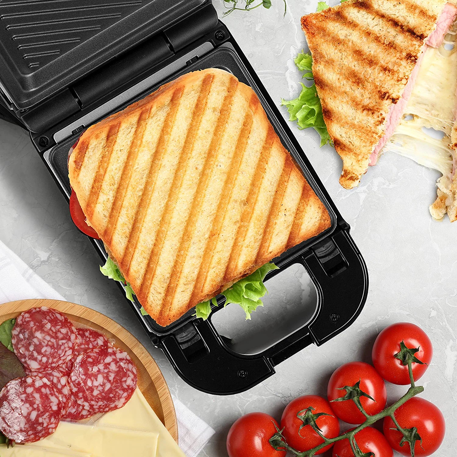 Duronic WM32 Waffeleisen | Mini 2-in-1 Waffelautomat für 1 Waffel | Sandwich Maker 650 Watt | Abnehmbare Antihaft-Kochplatten | Automatische Temperaturregelung | Für hausgemachte belgische Waffeln