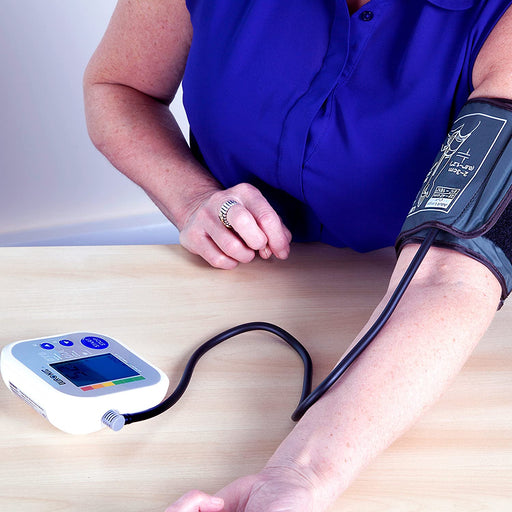Duronic BPM080 Elektronisches Oberarm Blutdruckmessgerät mit einstellbarer Manschette 22-42 cm – Automatische Blutdruckmessung – Medizinisch zertifiziert – Großer LCD Bildschirm - Ampel-Farbskala