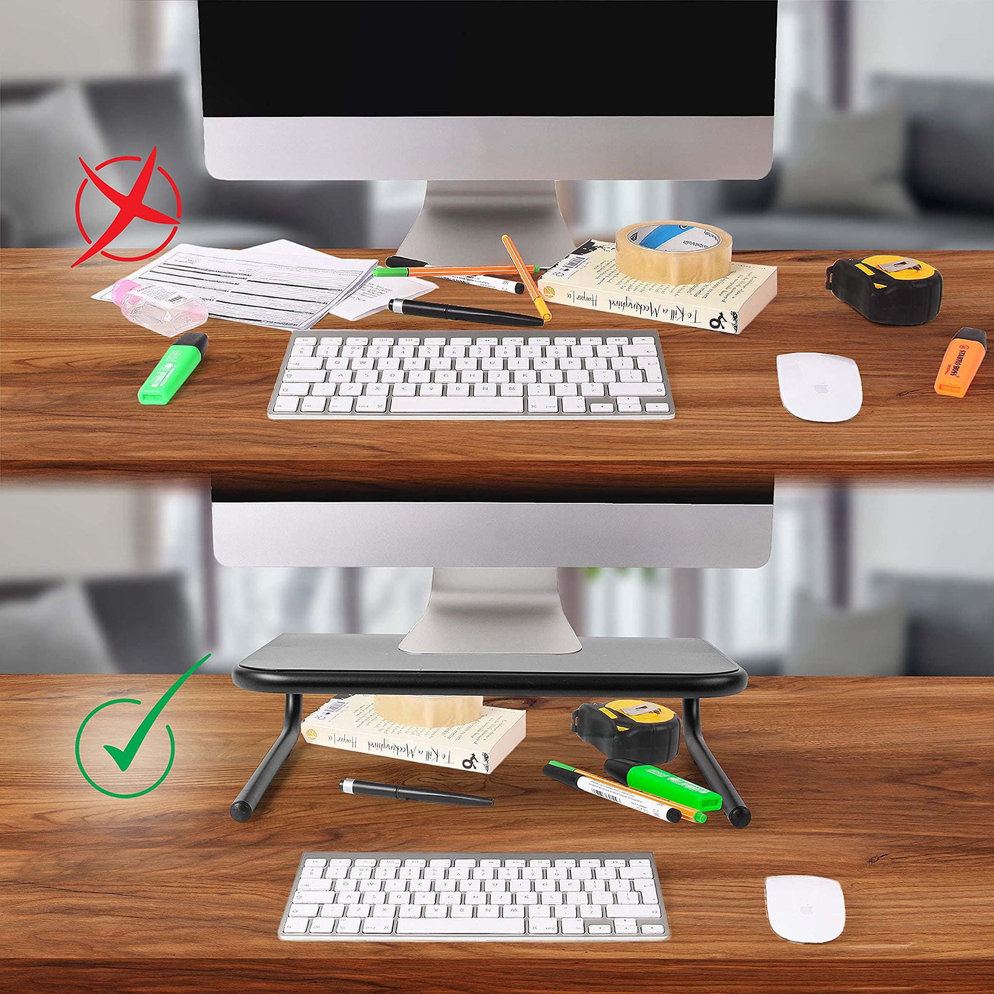Duronic DM071 | Laptop und Bildschirmerhöhung für Schreibtische | 10 kg Kapazität | Ergonomische Monitorhalterung Schwarz | Monitorerhöhung 37 cm x 24 cm | Notebookständer | TV Ständer