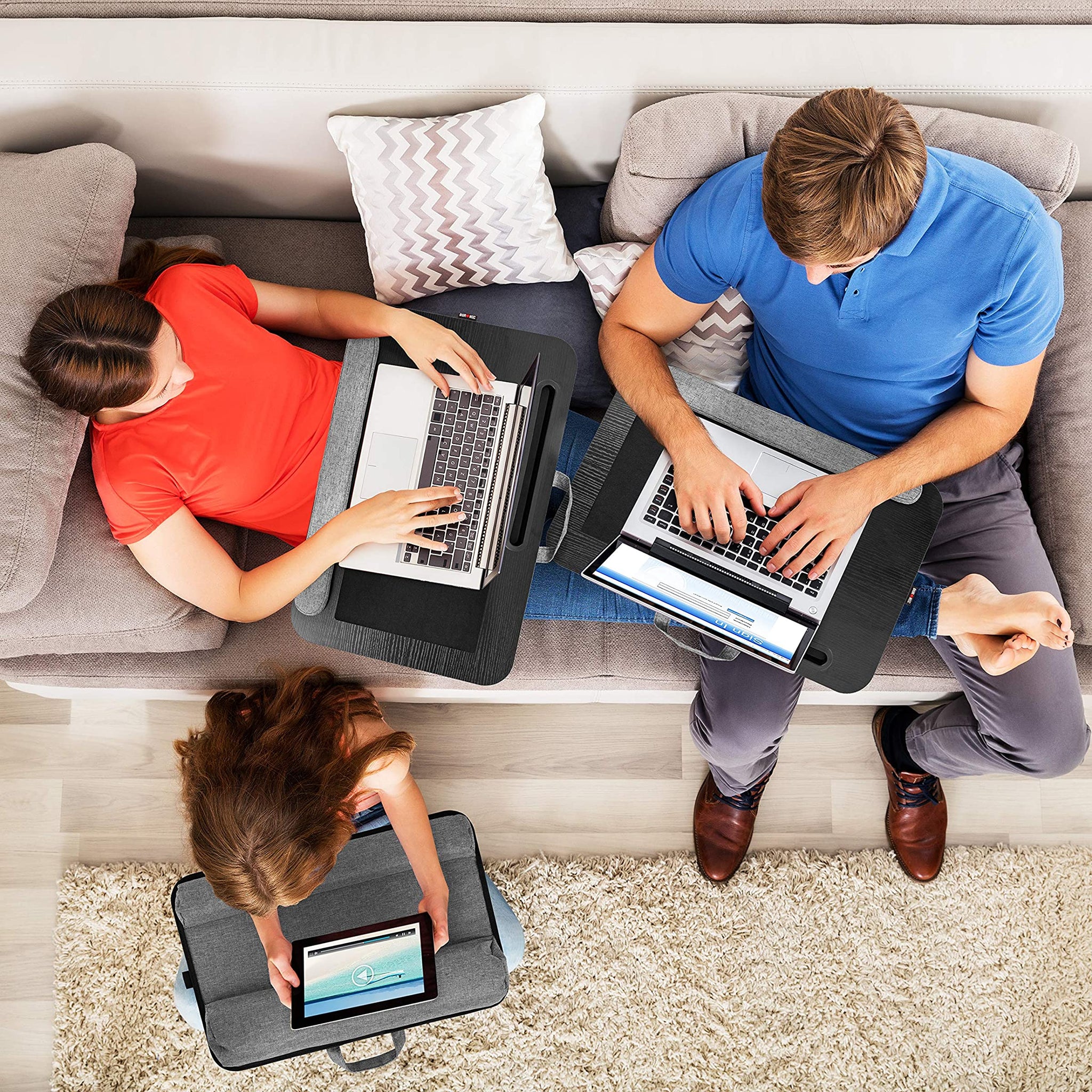Duronic DML433 Laptopständer mit Handgelenkpolster | Ergonomischer Laptop Tisch mit Kissen | Laptop Halterung mit Schaumstoffkissenstütze |Große Plattform mit integriertem Griff