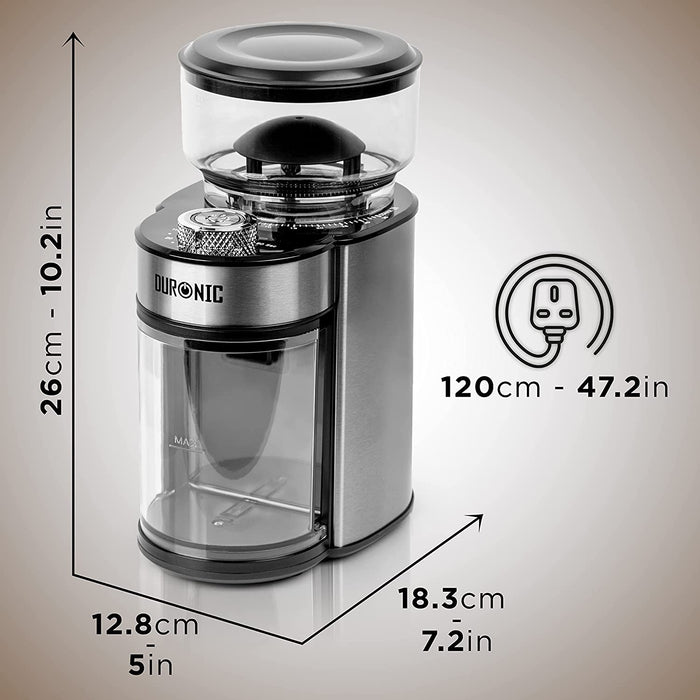 Duronic BG200 Kaffeemühle Maße Kabellänge