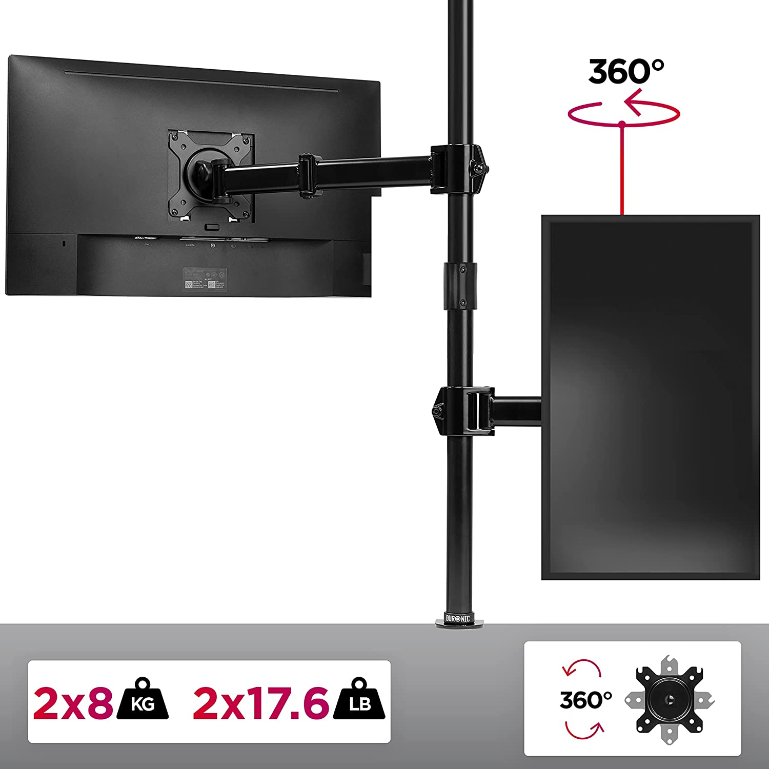 Duronic DMT252VX2 Monitorarm Gewichtskapazität