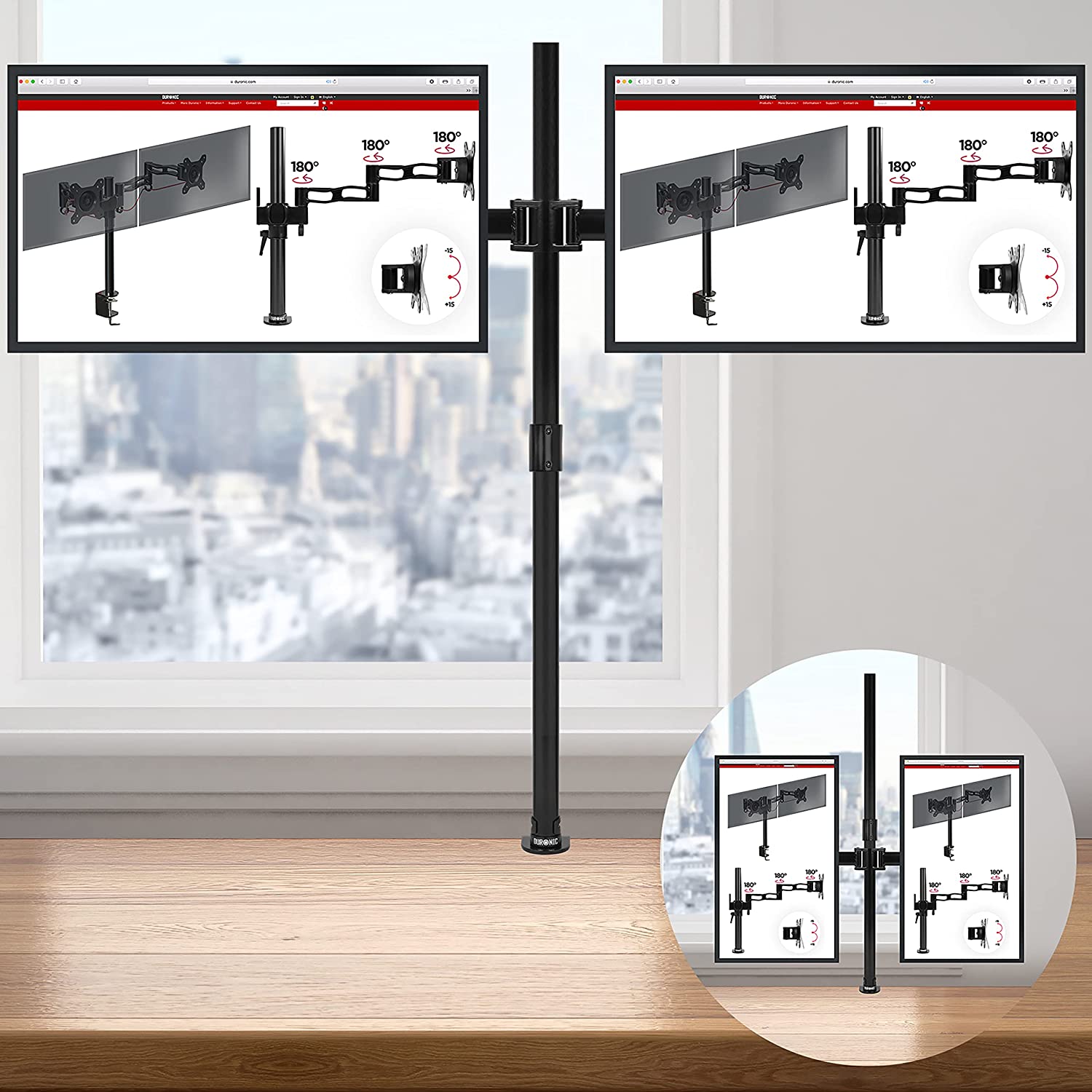Duronic DMT254 Monitorarm geeignet für horizontale und vertikale Monitor-Installation