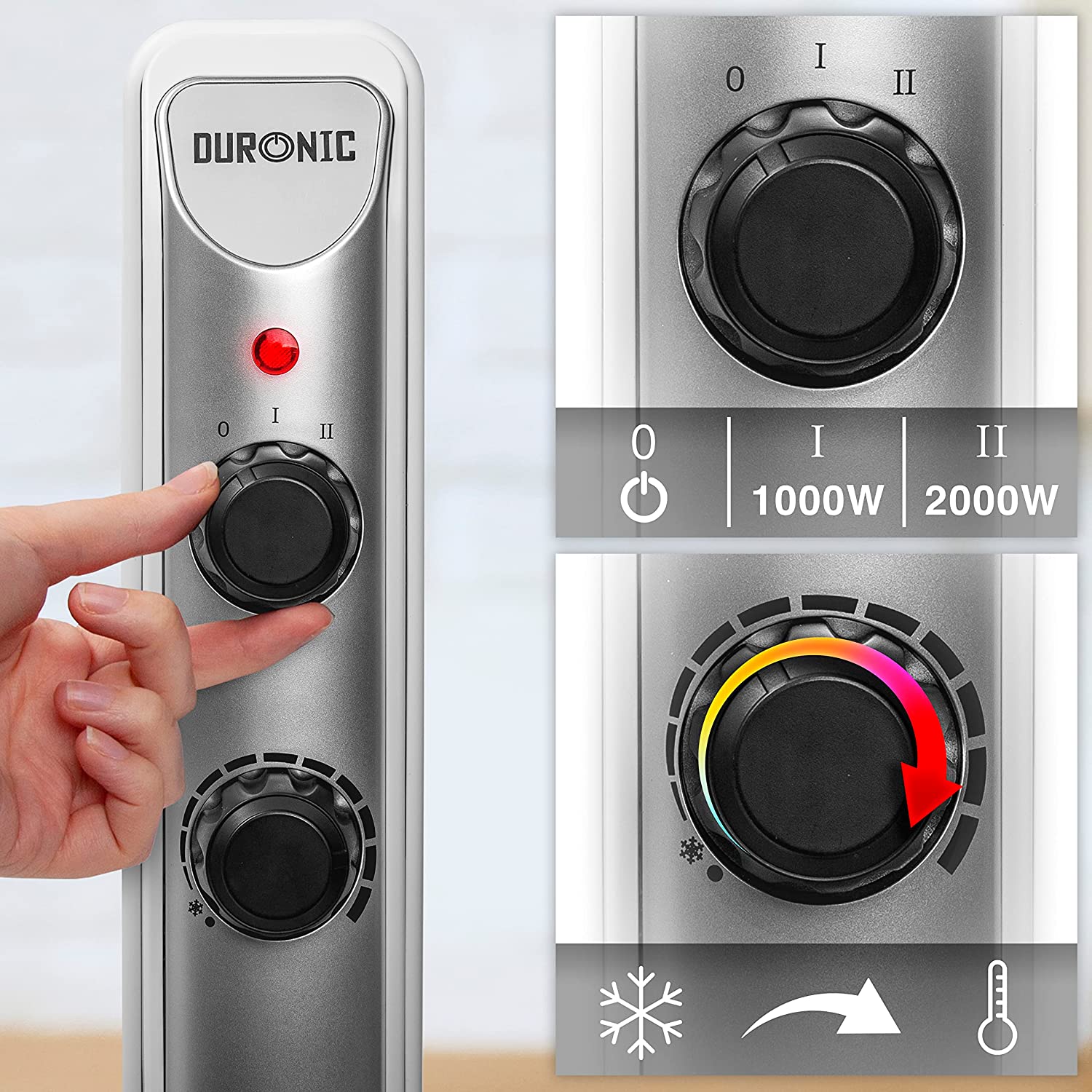 Duronic HV220 WE Heizung Bedienfeld mit 2 Stufen