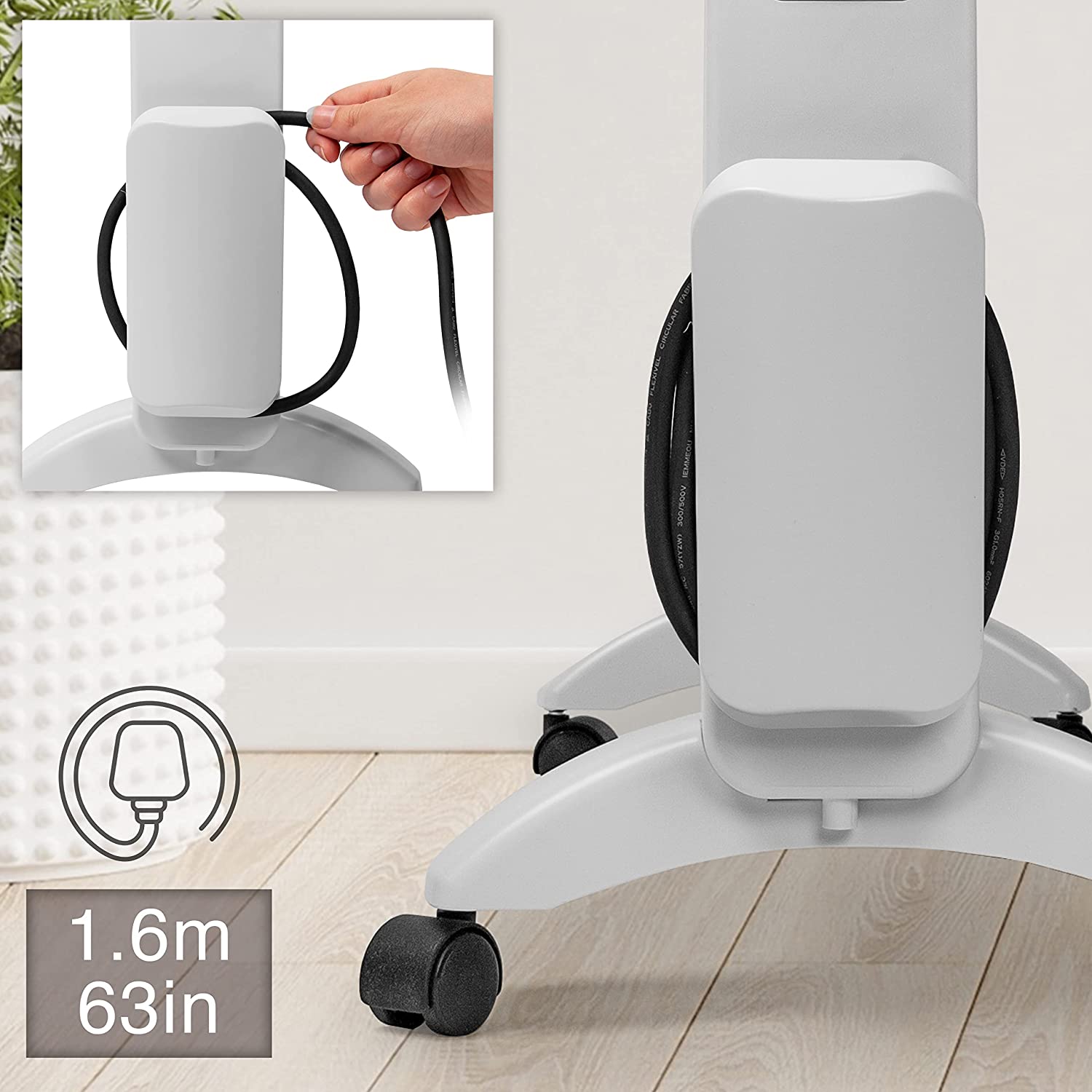 Duronic HV220 WE Heizung Kabellänge und Aufwicklung